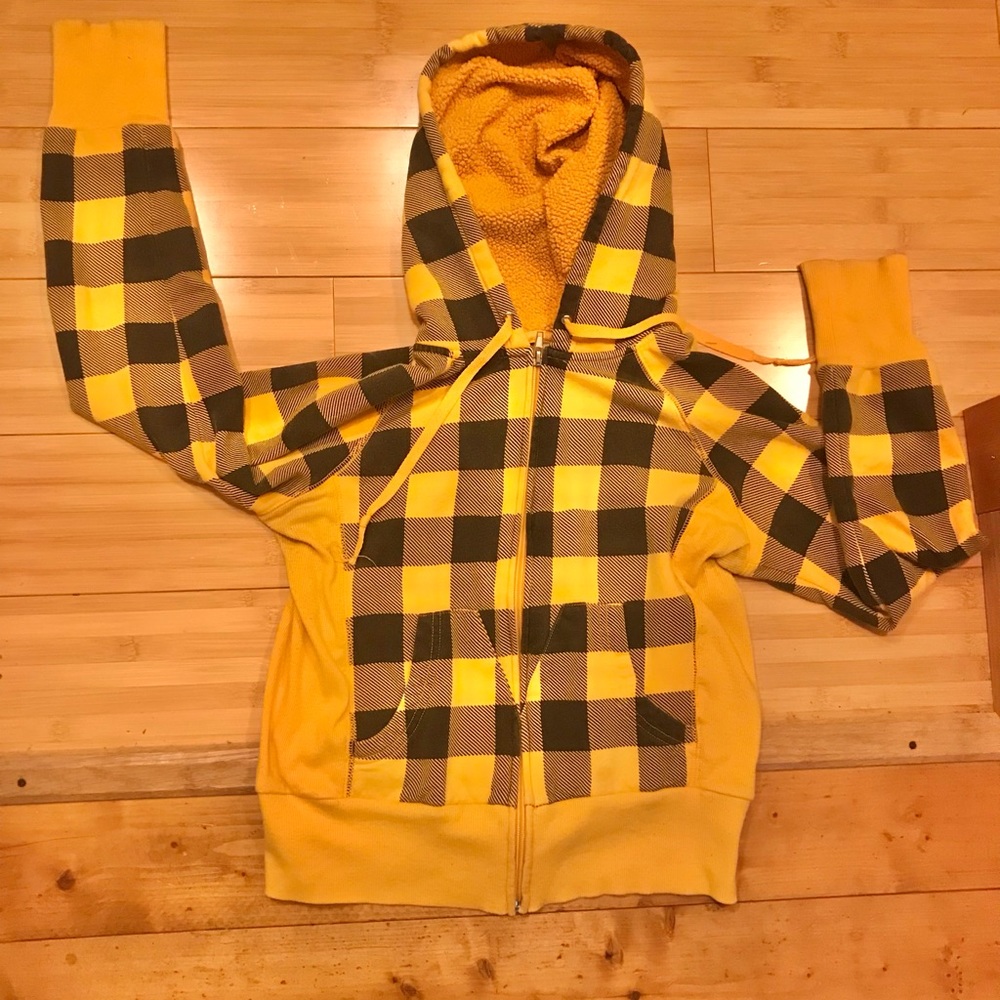 Vintage Yellow buffalo check hoodie